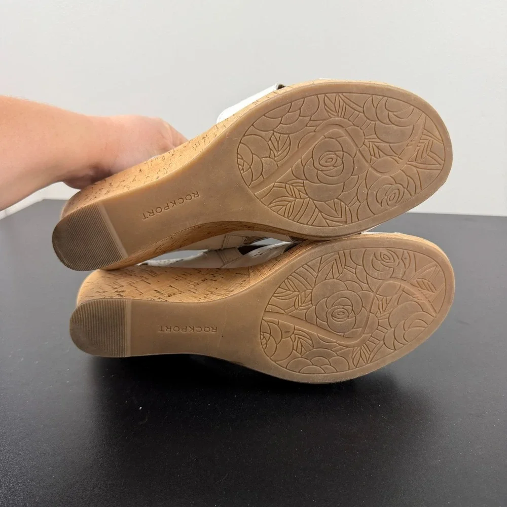 Rockport Cobb Hill Sandals Women's 11W Leather Laser Cut Wedge Casual Career